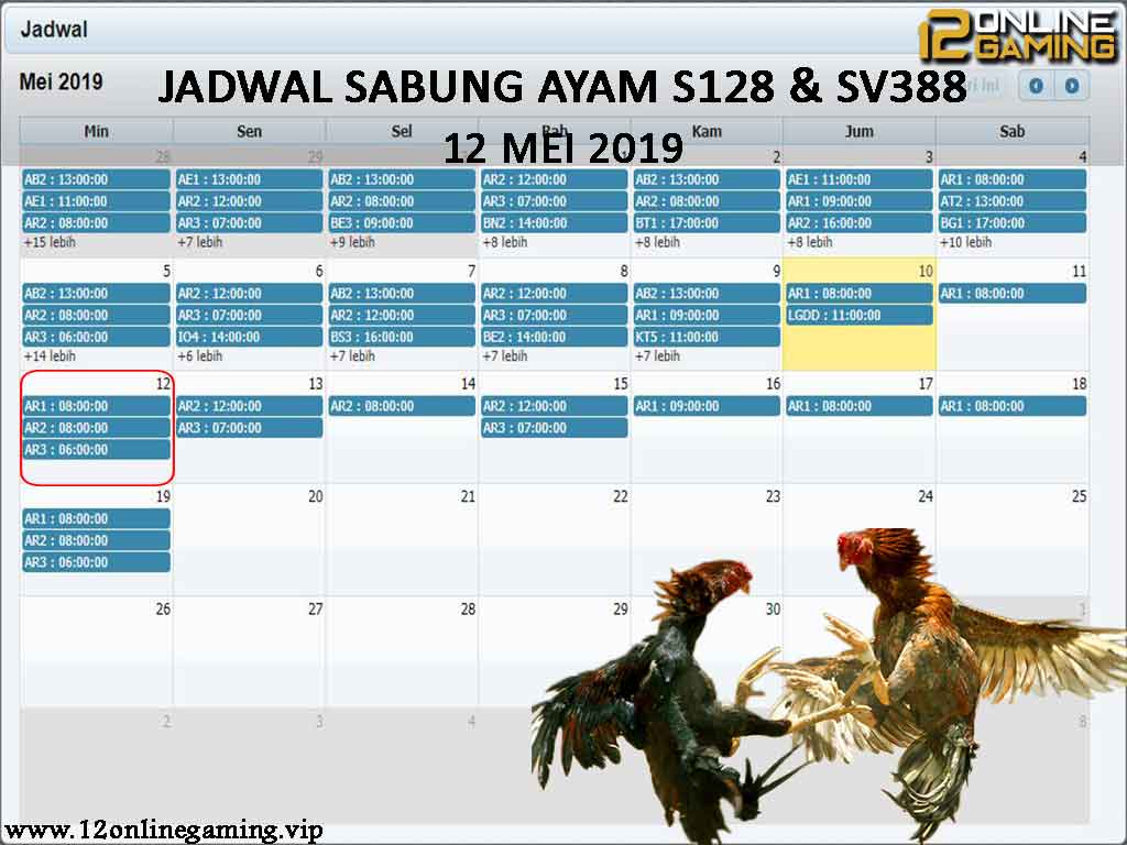 Jadwal Sabung Ayam S128 Dan SV388 12 Mei 2019