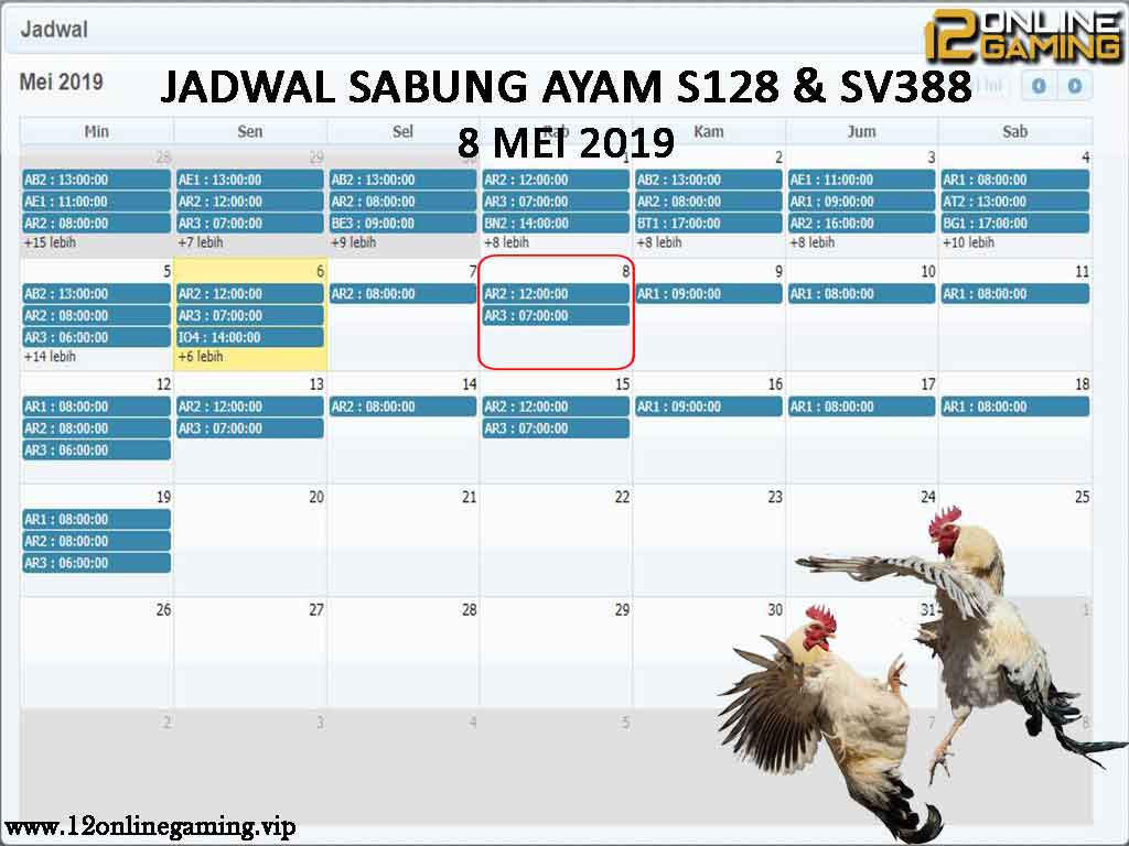 Jadwal Sabung Ayam S128 Dan SV388 8 Mei 2019