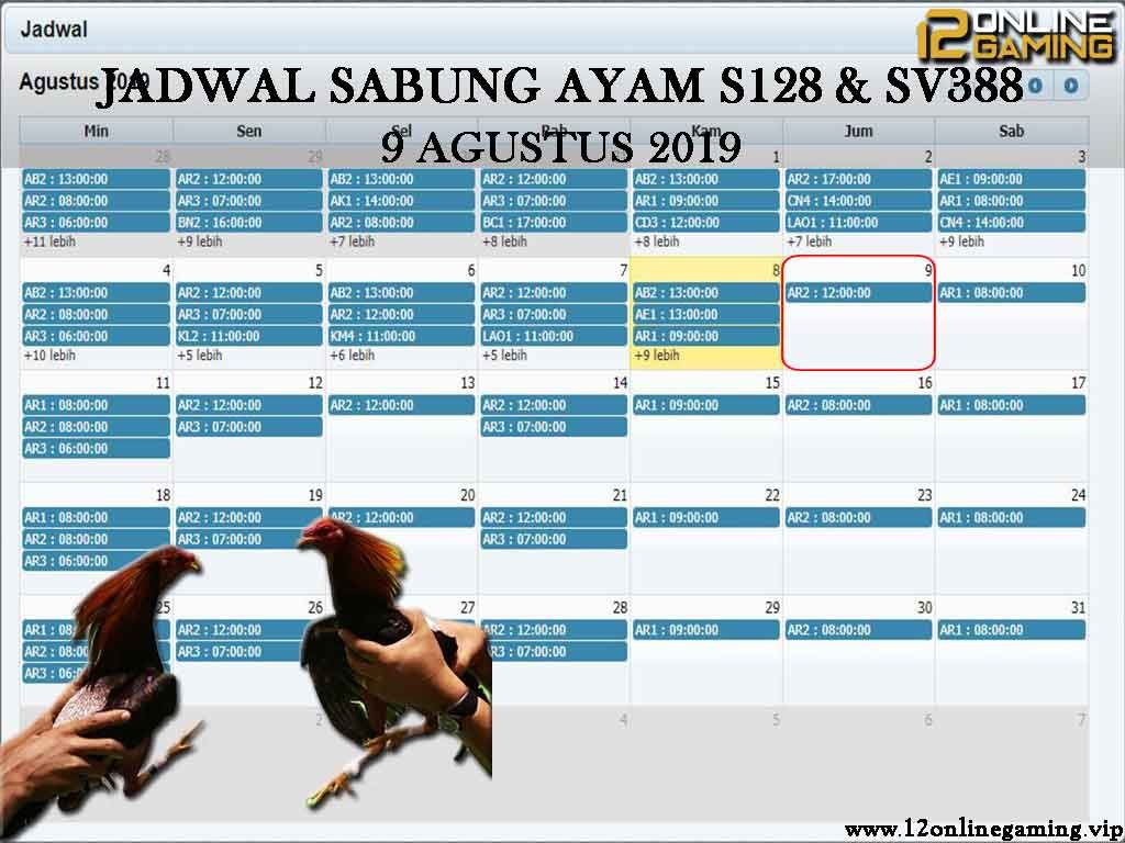 Jadwal Sabung Ayam S128 Dan SV388 9 Agustus 2019