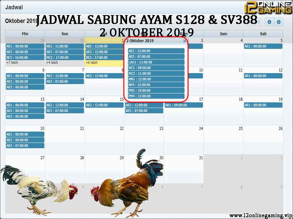 Jadwal-Sabung-Ayam-S128-Dan-SV388-2-Oktober-2019