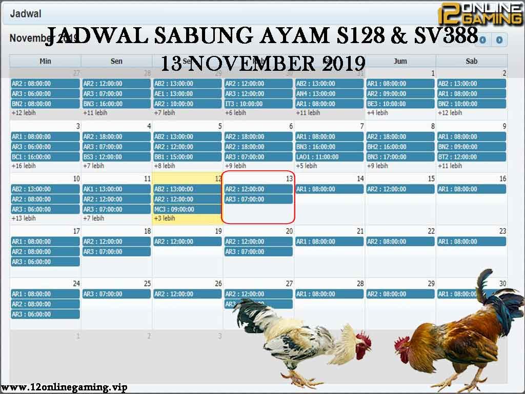 Jadwal Sabung Ayam S128 Dan SV388 13 November 2019