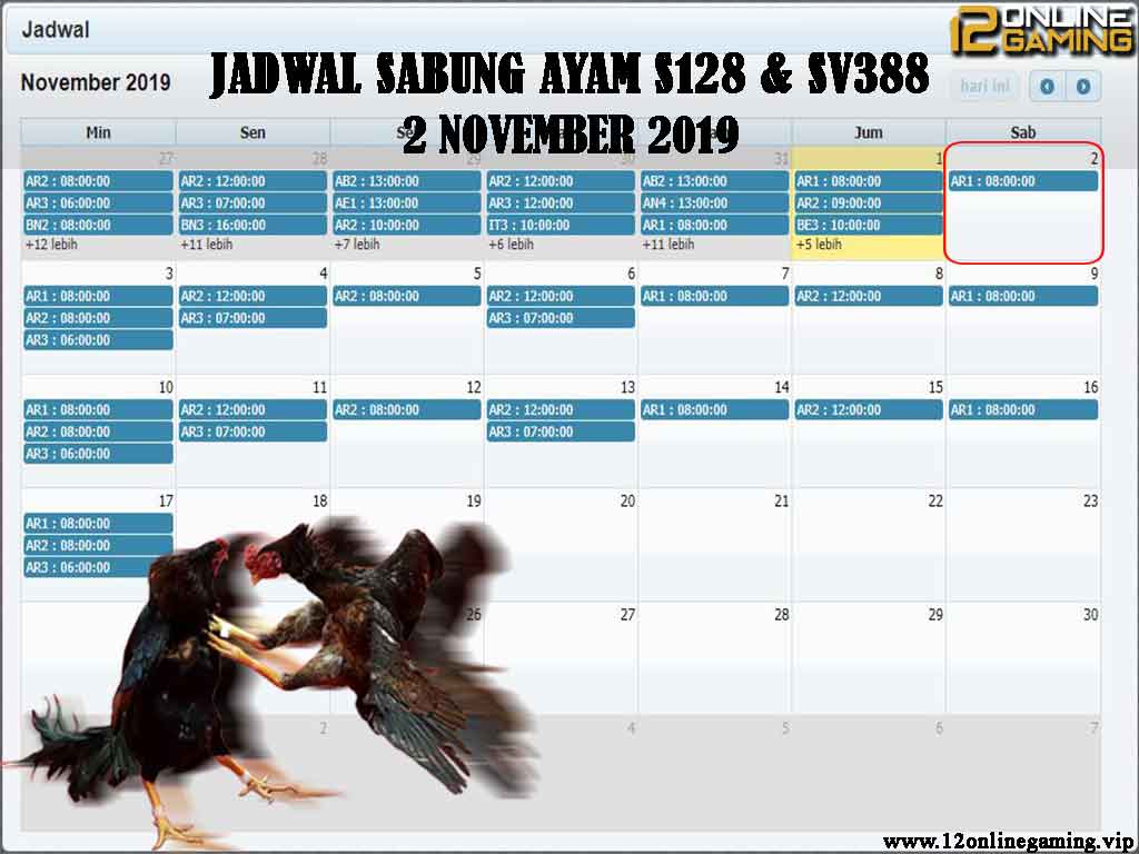 Jadwal Sabung Ayam S128 Dan SV388 2 November 2019